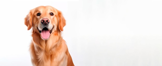 Free photo image of golden retriever on white background banner