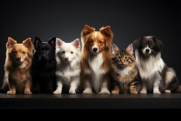 image of group of dog and cats photography