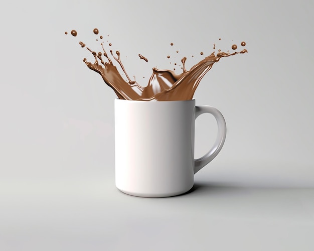 Free photo image of isolated mug with coffee splash on white background