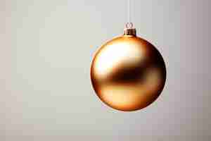 Бесплатное фото Изображение золотого рождественского шара, висящего на сером фоне