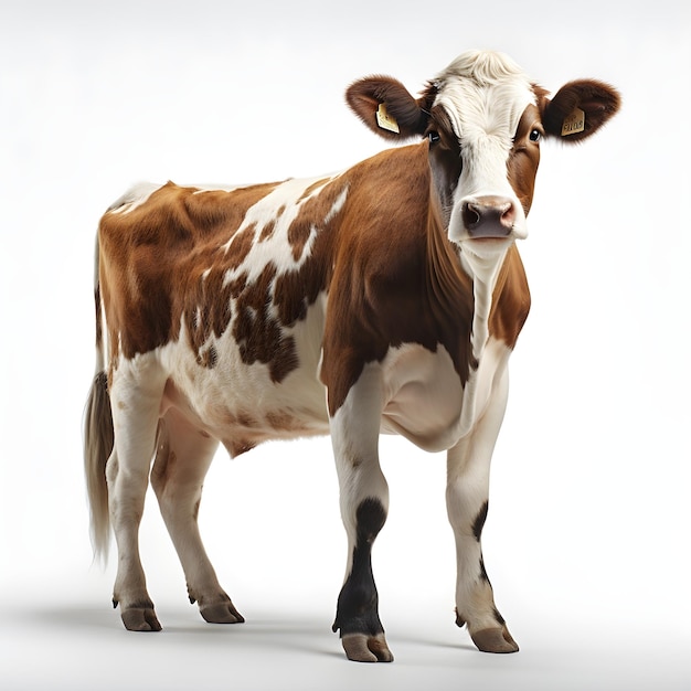 無料写真 白い背景の上のホルスタイン牛のイメージ