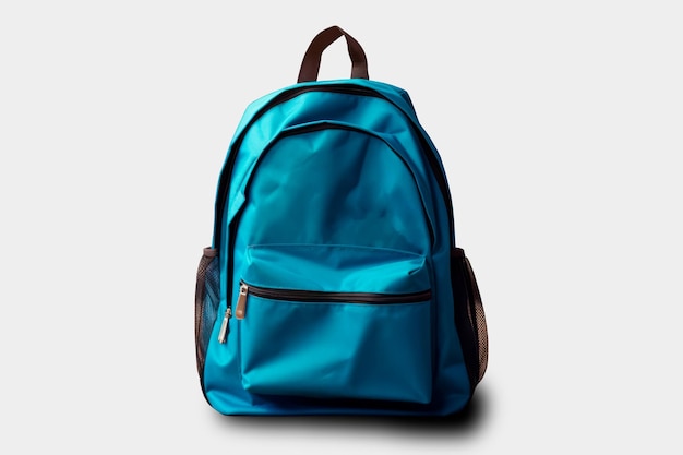 Image of a realistic blue backpack on a white background