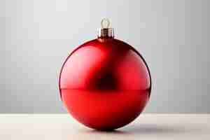 Free photo image of red christmas ball hanging on grey background