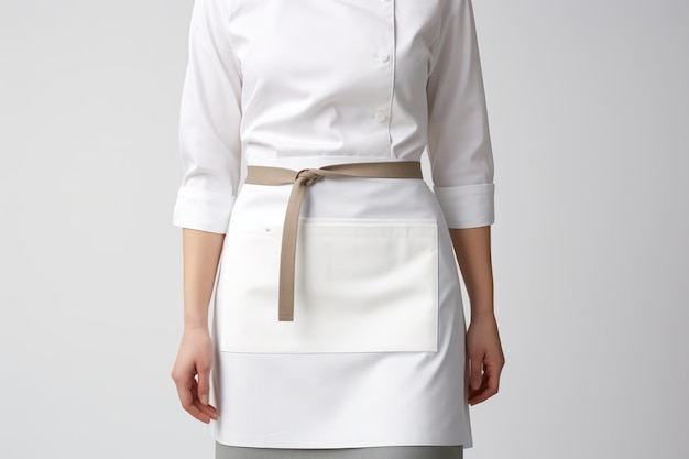 Free photo image of a white apron for a chef on a white background