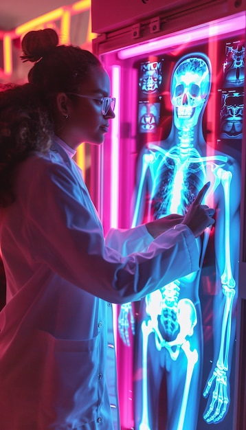 Бесплатное фото Изображения, имитирующие рентгеновские лучи в неоновых цветах