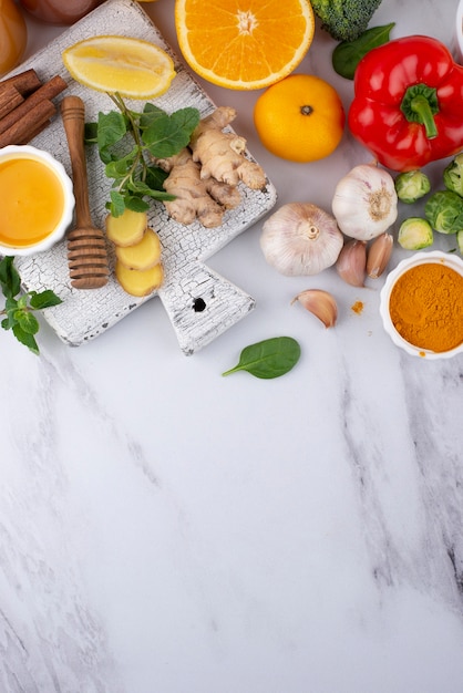 Foto gratuita alimenti che potenziano l'immunità per uno stile di vita sano