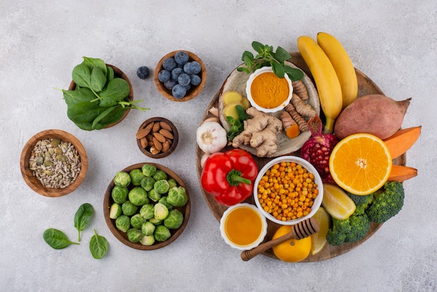 Foto gratuita alimenti che potenziano l'immunità per uno stile di vita sano