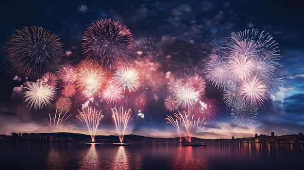 Foto gratuita il suggestivo spettacolo pirotecnico illumina il cielo notturno a festa