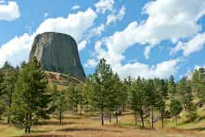 무료 사진 devils tower national monument devils usa에서 찍은 놀라운 사진