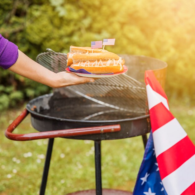 Independence day concept with hot dogs