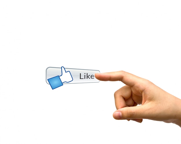 Index finger next to a like button