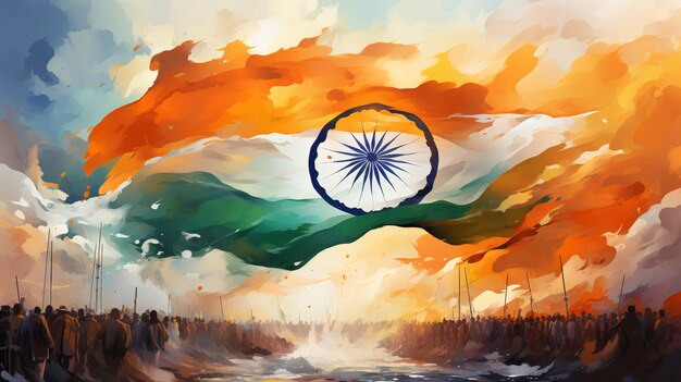 인도 공화국 날 축하 플래그와 함께 디지털 아트