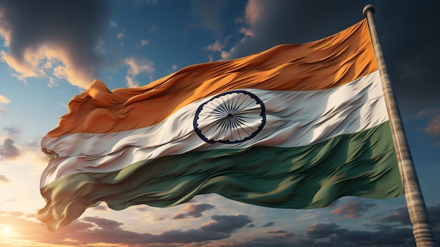 Free photo india republic day celebration digital art with flag