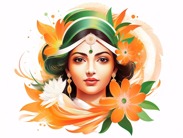 Free photo india republic day celebration digital art with woman portrait