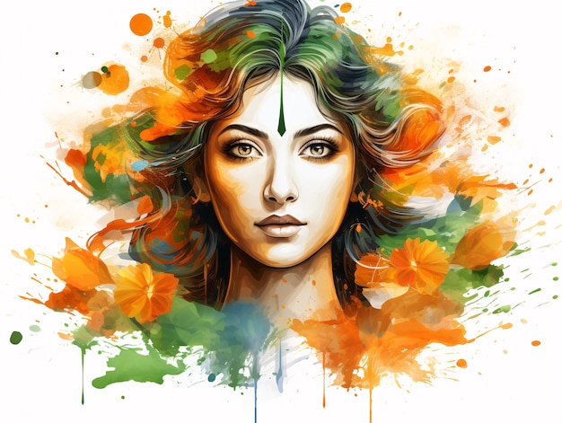 India republic day celebration digital art with woman portrait