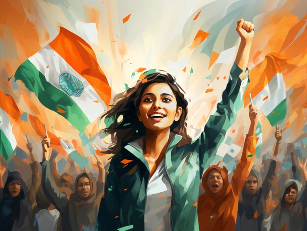 India republic day celebration digital art with woman portrait