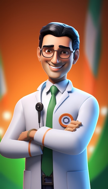 Free photo india republic day celebration with 3d male doctors