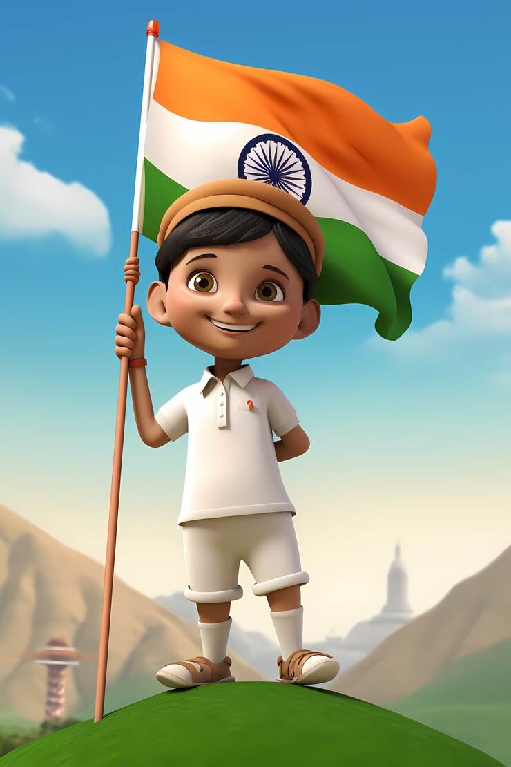 मुफ़्त फोटो 3d व्यक्ति और झंडे के साथ भारत गणतंत्र दिवस समारोह
