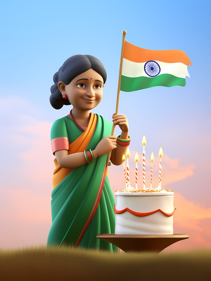 मुफ़्त फोटो 3d व्यक्ति और झंडे के साथ भारत गणतंत्र दिवस समारोह