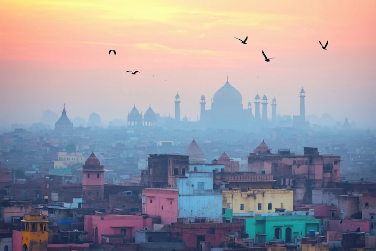 Free Photo indian city buildings scene