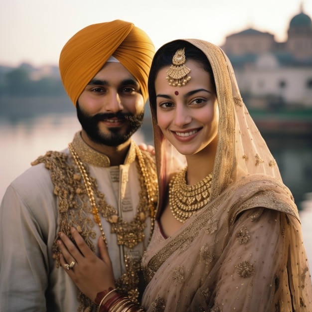 Foto gratuita una coppia indiana celebra il giorno della proposta essendo romantica l'una con l'altra