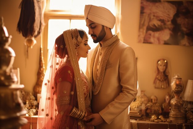 Free photo indian couple celebrating propose day by being romantic with each other