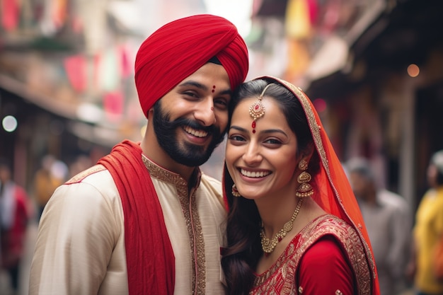 무료 사진 인도 커플이 서로 로맨틱하게 결혼을 제안하는 날을 기념하고 있습니다.
