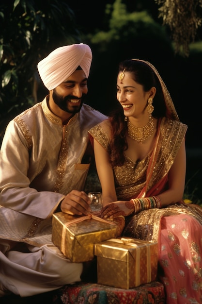 Free photo indian couple celebrating propose day by being romantic with each other