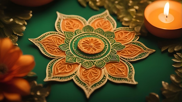 Free Photo indian festival diwali diwali or deepavali background with oil lamp and flowers