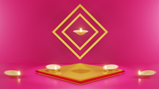 Free photo indian festival happy diwali with diwali props holiday background with product podium diwali celebra