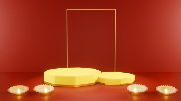 Free Photo indian festival happy diwali with diwali props holiday background with product podium diwali celebra