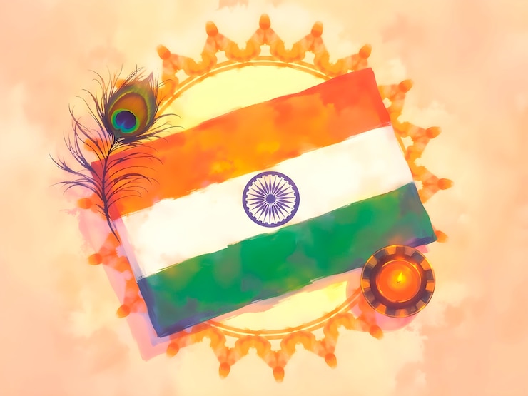 मुफ़्त फोटो indian flag with peacock feather