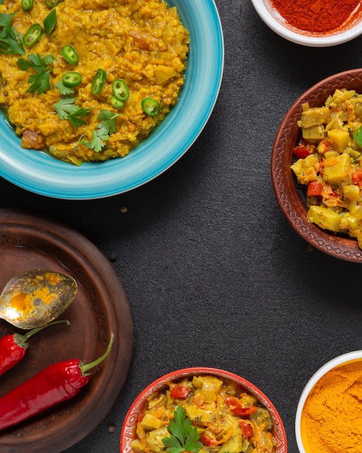 Free Photo indian food arrangement flat lay