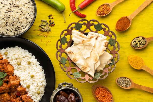 Free photo indian food assortment top view