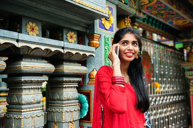 Free Photo indian people using mobile phone