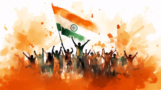 Free photo indian republic day celebration digital art with people