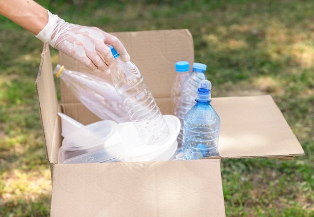 Individual recycling plastic bottles