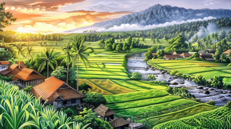 Free Photo indonesia landscape in digital art