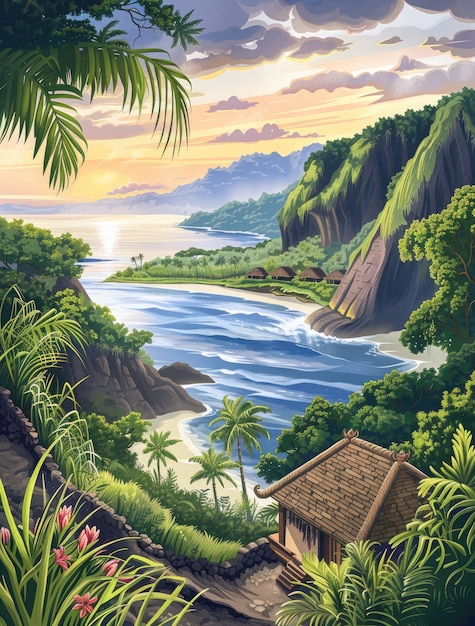 Free photo indonesia landscape in digital art