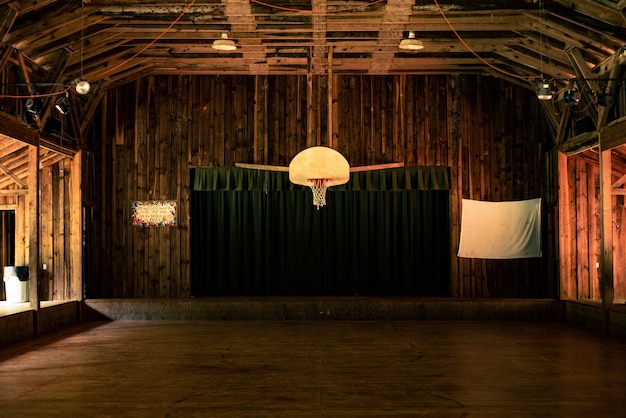 Indoor photography of basketball court