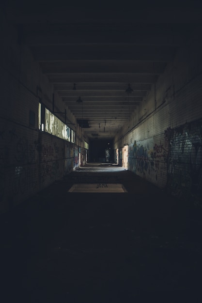 Indoors shot of an old abandoned facility in a suburban city