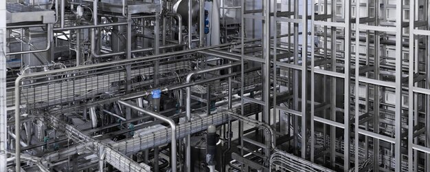 産業の背景設備産業用工具および工場での生産のための機械乳製品工場鋼水パイプラインクロームパイプ現代のワイン工場の内部現代の工場の内部