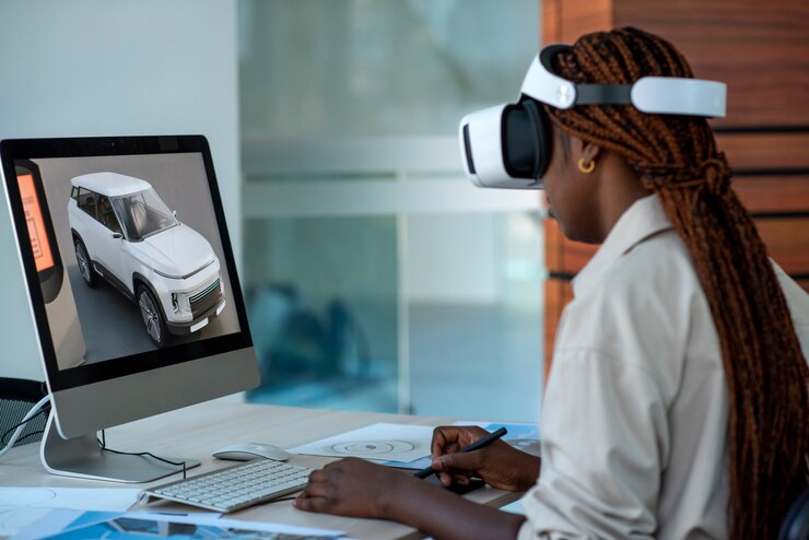 Free Photo industrial designer working on 3d model