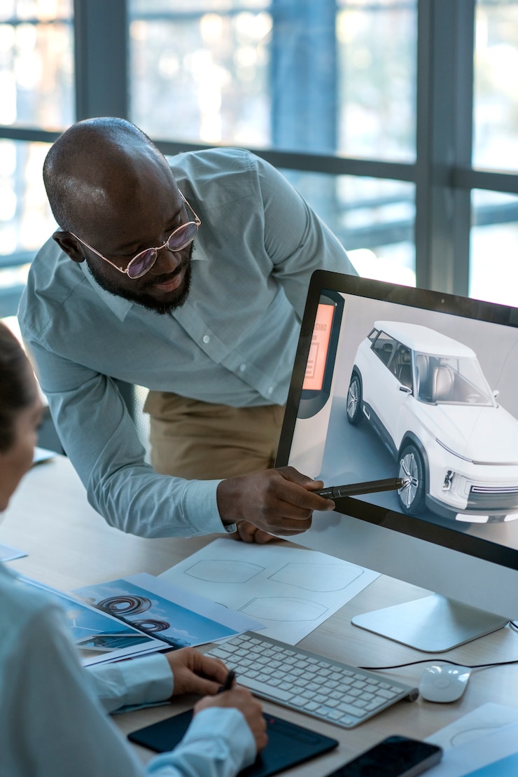 Free Photo industrial designer working on 3d model