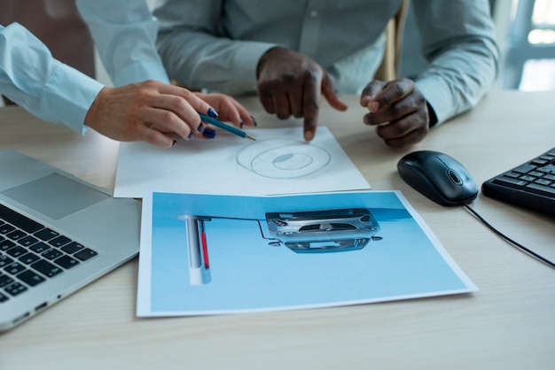 Free photo industrial designers working on 3d model