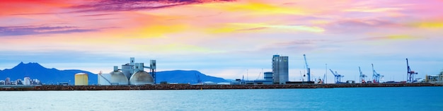 industrial port  in  Castellon de la Plana in dawn.  Spain