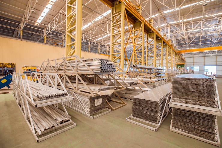 Free Photo industry and construction equipments inside a storehouse of a factory