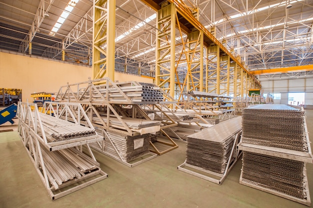 Industry and construction equipments inside a storehouse of a factory