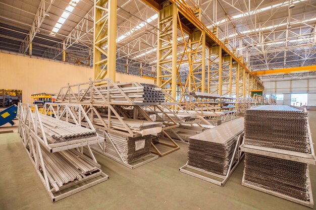 Industry and construction equipments inside a storehouse of a factory