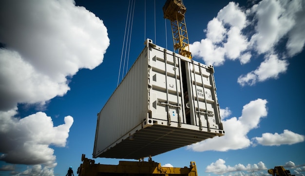 Industry ships and cranes unloading cargo containers outdoors generated by ai